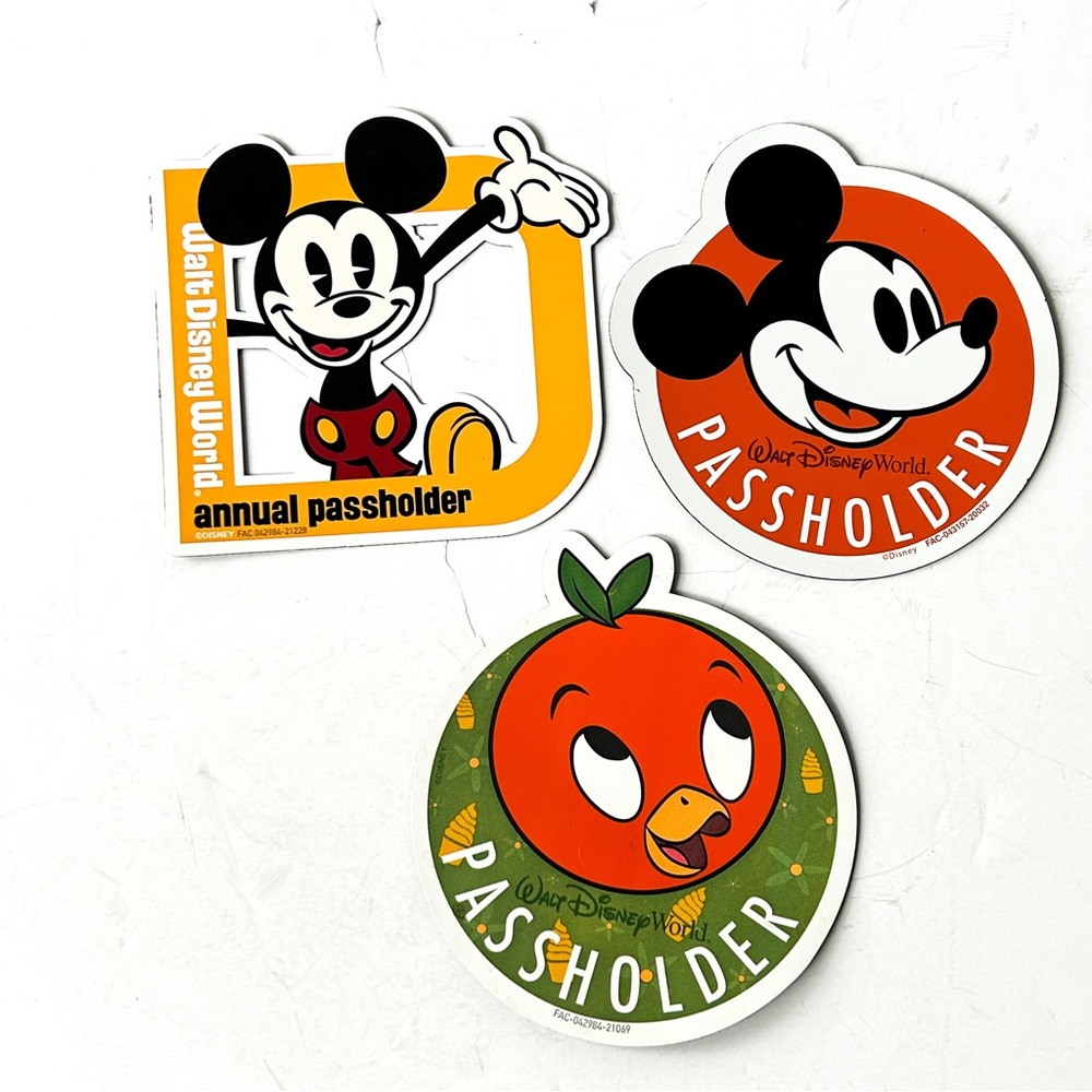Walt Disney Annual Passholder Magnets, collection of 3, orange bird, Mickey